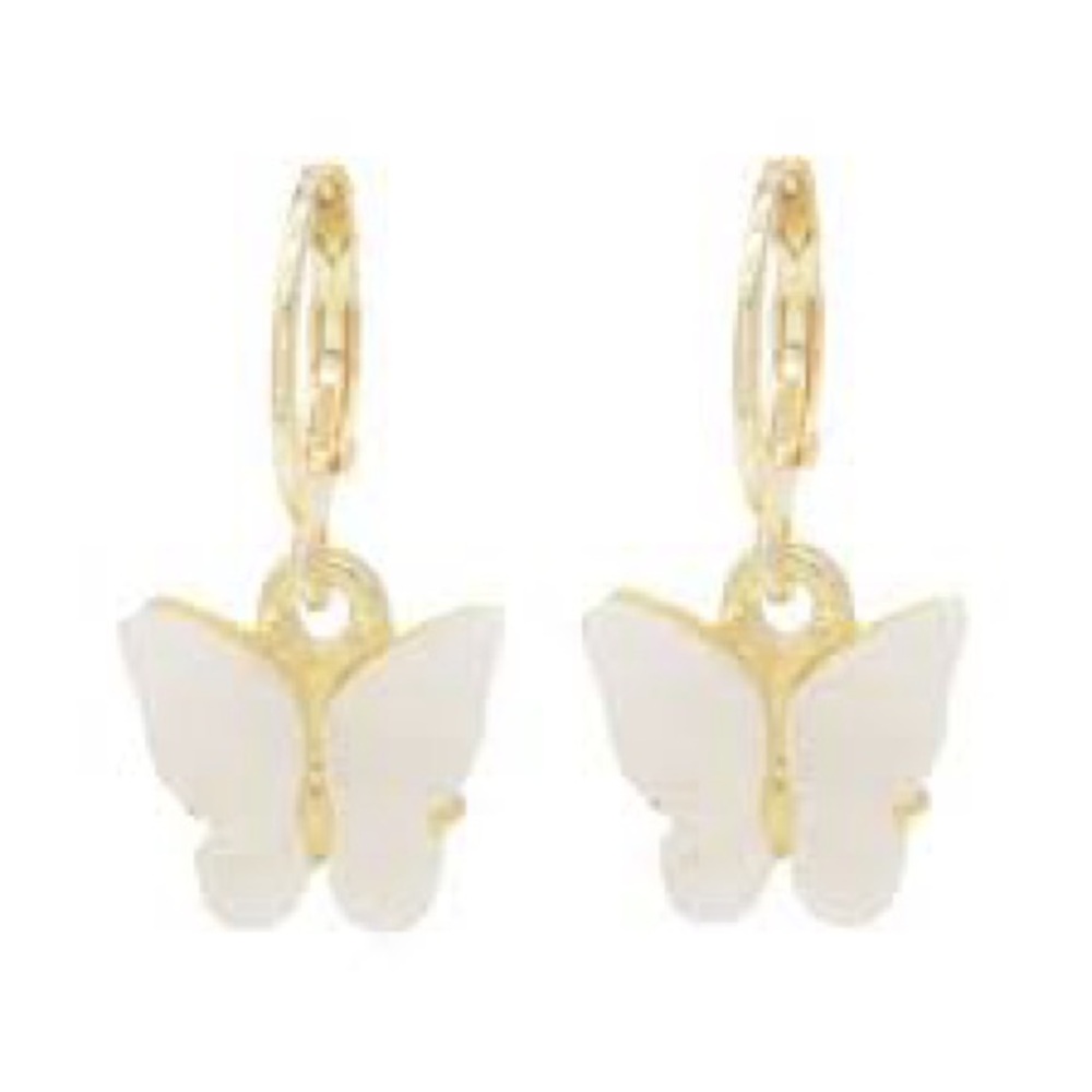 Elegant Gold and White Butterfly Earrings